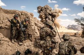 U.S. and Afghan forces blow up a building that they say was a Taliban firing position