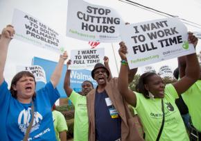 Walmart workers demand justice outside the corporate headquarters in Bentonville, Arkansas