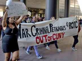 Students march against David Petraeus and the militarization of CUNY