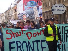 Immigrant rights activists march against Frontex