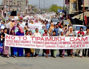 Indian women lead a demonstration against the Tipaimukh Dam in Manipur