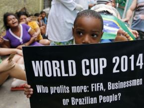 Protesters against the 2014 World Cup dramatize conditions at hospitals in Brazil