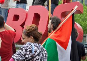 Activists rally for the boycott divestment sanctions campaign against Israel