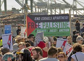 Some 1,500 people marched on the Port of Oakland to stop the unloading of an Israeli-owned ship