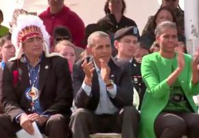 President Obama (center) during his visit to Standing Rock reservation