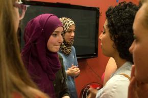 Deema and Shatha talk with Stanford Students for Justice in Palestine