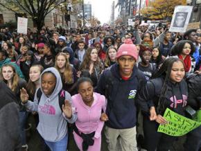 Garfield High School students marching for Mike Brown