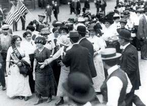 Women members of the IWW lead a march in Manhattan during the Patterson Silk Strike of 1913