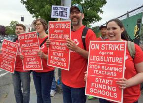 Members of the Seattle Education Association on the picket lines during their one-day strike