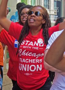 Chicago teachers and their supporters demonstrate against CPS budget cuts