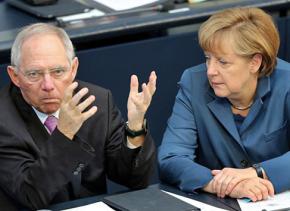 German Finance Minister Wolfgang Schäuble (left) with Chancellor Angela Merkel