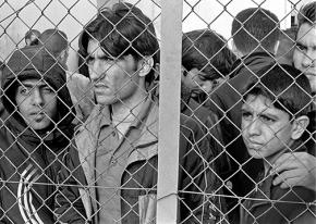 Arrested refugees at Fylakio detention center in Evros, Greece