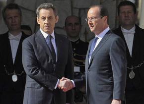 France's Nicolas Sarkozy and François Hollande