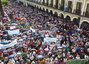 A mass protest in Cochabamba, Bolivia, against a 200 percent increase in water bills