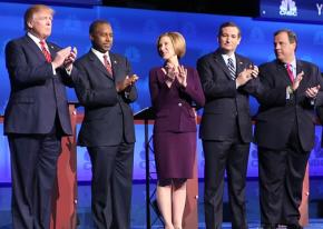 Candidates for the Republican presidential nomination at a primary debate