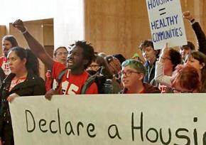 Portland housing and living wage activists join together in protest at the Capitol