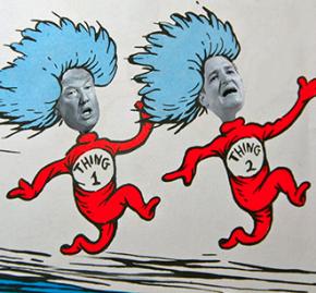 Donald Trump and Ted Cruz as Thing 1 and Thing 2