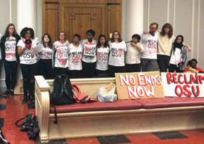Ohio State University students participate in a sit-in