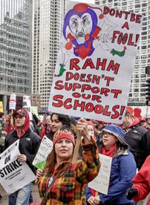 CTU members march for fully funded schools during the April 1 strike and day of action