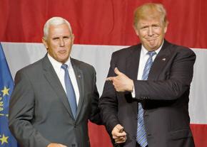 Indiana Gov. Mike Pence (left) with Donald Trump