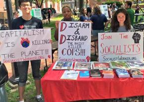 A table for the International Socialist Organization at Ohio University in Athens