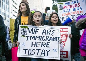 Marching in New York City to oppose Trump's immigrant-bashing