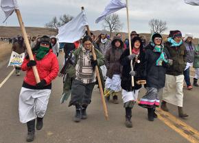 Women from the Oceti Sakowin Camp at Standing Rock march to protect Native sovereignty