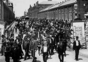 Rail workers walk off the job during the 1894 Pullman strike