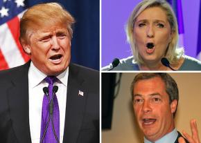 Clockwise from left: Donald Trump, Marine Le Pen and Nigel Farage