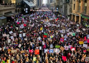 A sea of protesters floods the streets of New York City for the Women's March