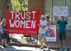Members of Seattle Clinic Defense make a stand for the right to choose