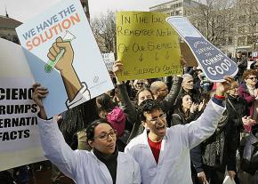 Scientists protesting Trump in Boston