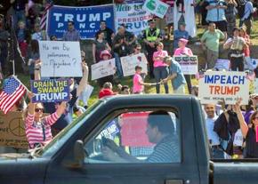 Residents mobilize to protest Trump's speech in New London, Connecticut