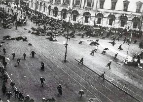 Troops fire on a demonstration of workers, soldiers and sailors in Petrograd during the July Days