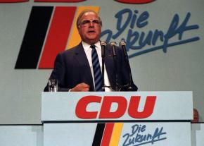 Then German Chancellor Helmut Kohl addresses a party conference of the Christian Democratic Union