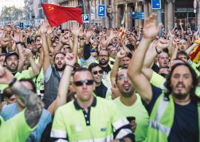 Marching in the streets of Barcelona during the Catalan general strike