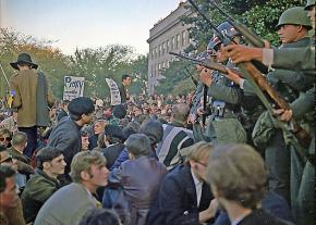 A mass protest outside the Pentagon against the Vietnam War