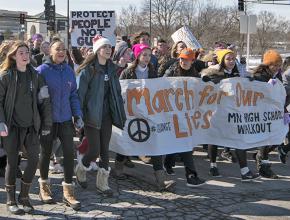 High school students take to the streets of St. Paul, Minnesota, during the national walkout