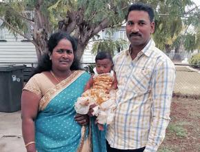 Tamil refugees Priya (left) and Nades with their daughter Dharuniga