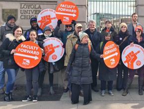 Adjunct faculty members rally for dignity on the job at Loyola University Chicago