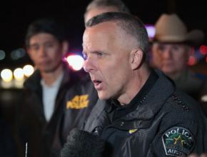 Austin Police Chief Brian Manley fields questions from reporters