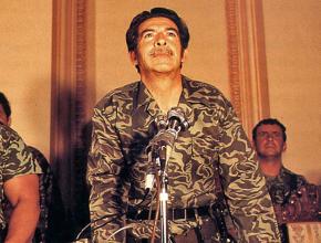 Efraín Ríos Montt speaks shortly after the 1982 coup