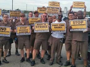 UPS workers rally during a day of action against any concessions to UPS