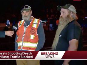 Two truck drivers speak to a TV reporter about the killing of Antwon Rose