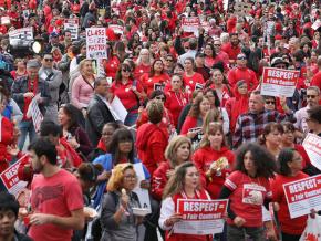 UTLA members gather for an All In for Respect rally
