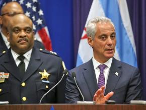 Chicago Mayor Rahm Emanuel (right) and Police Superintendent Eddie Johnson
