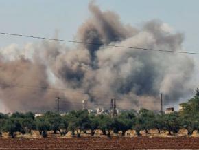 A Russian air strike targets the village of al-Muntar in Idlib