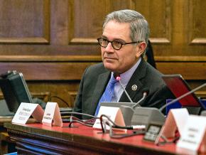 Philadelphia District Attorney Larry Krasner attends a City Council committee meeting