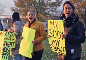 Activists defend a Planned Parenthood clinic in Madison, Wisconsin