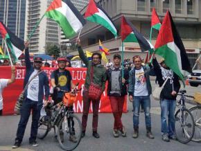 Academic workers march for Palestinian rights in Bogotá, Colombia